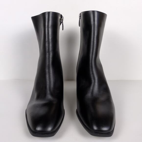 NORDSTROM Vanna Heeled Ankle Bootie Black Leather Side Zip Square Toe Women's 8 - Picture 6 of 8